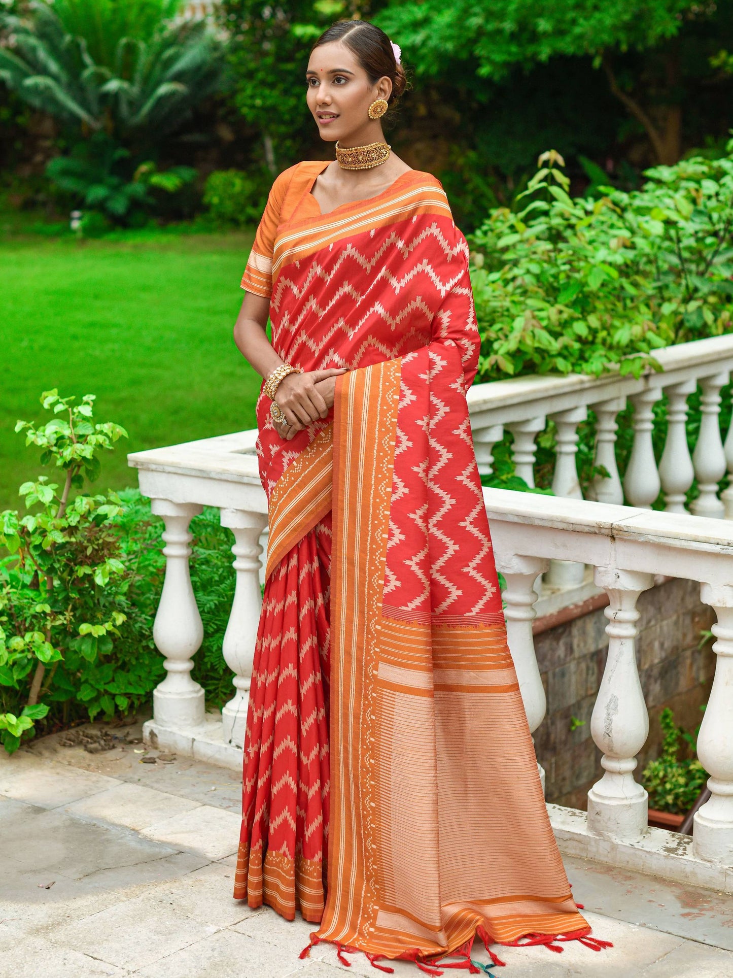 Zigzag -Handloom Weaving Silk Saree