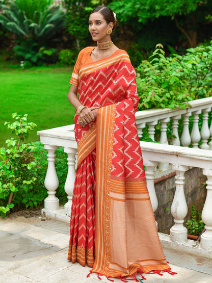 Zigzag -Handloom Weaving Silk Saree