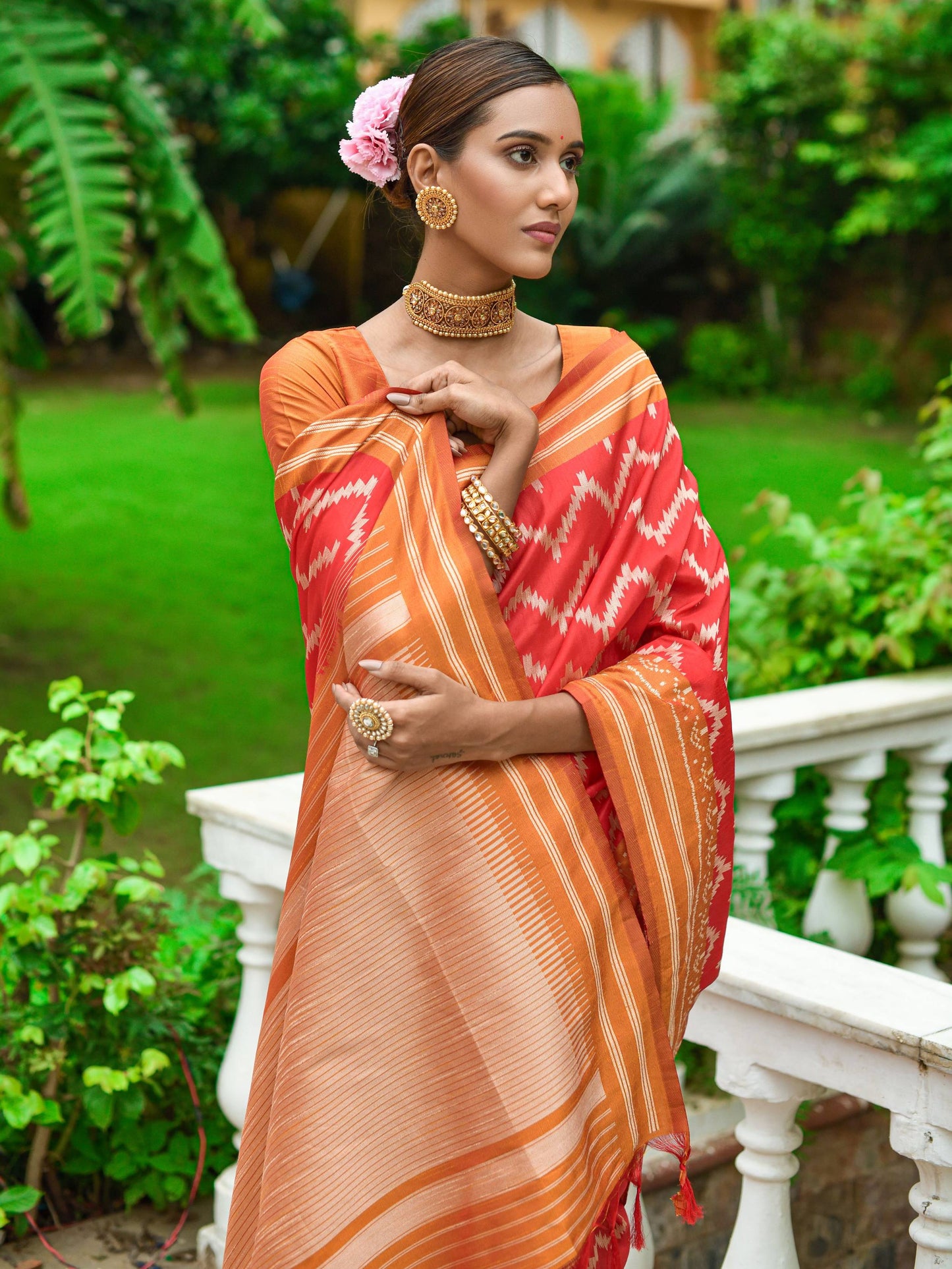 Zigzag -Handloom Weaving Silk Saree