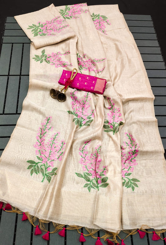 Tree-Khaadi Cotton Silk Weaving Saree