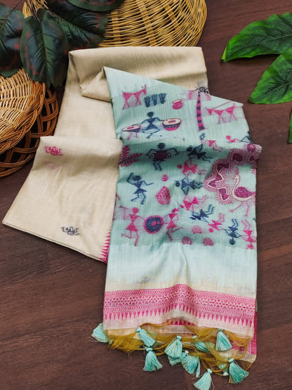 Worli- Khaadi Cotton Silk Weaving Saree