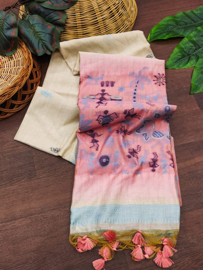 Worli- Khaadi Cotton Silk Weaving Saree