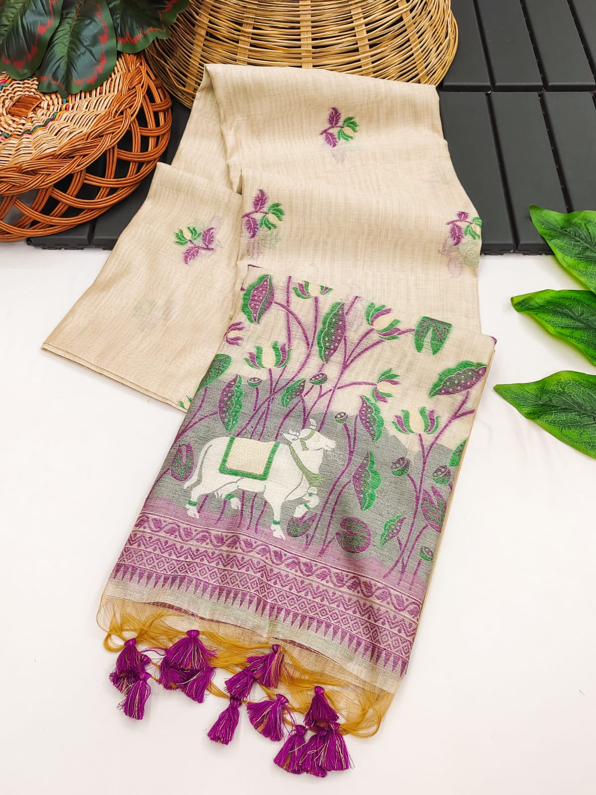 Cow-Khaadi Cotton Silk Weaving Saree