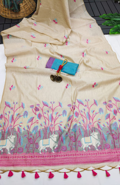 Cow-Khaadi Cotton Silk Weaving Saree