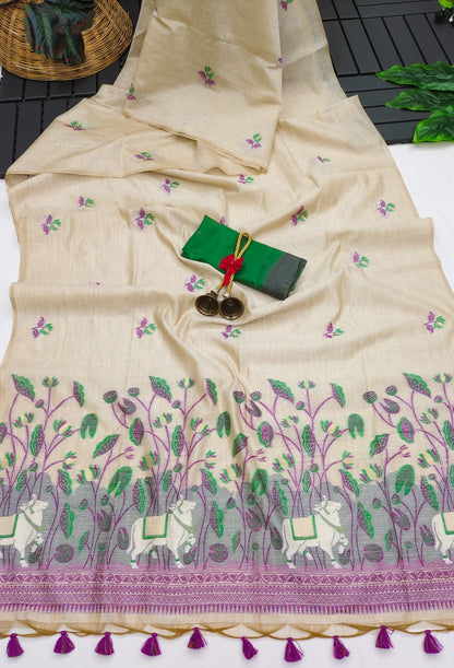 Cow-Khaadi Cotton Silk Weaving Saree