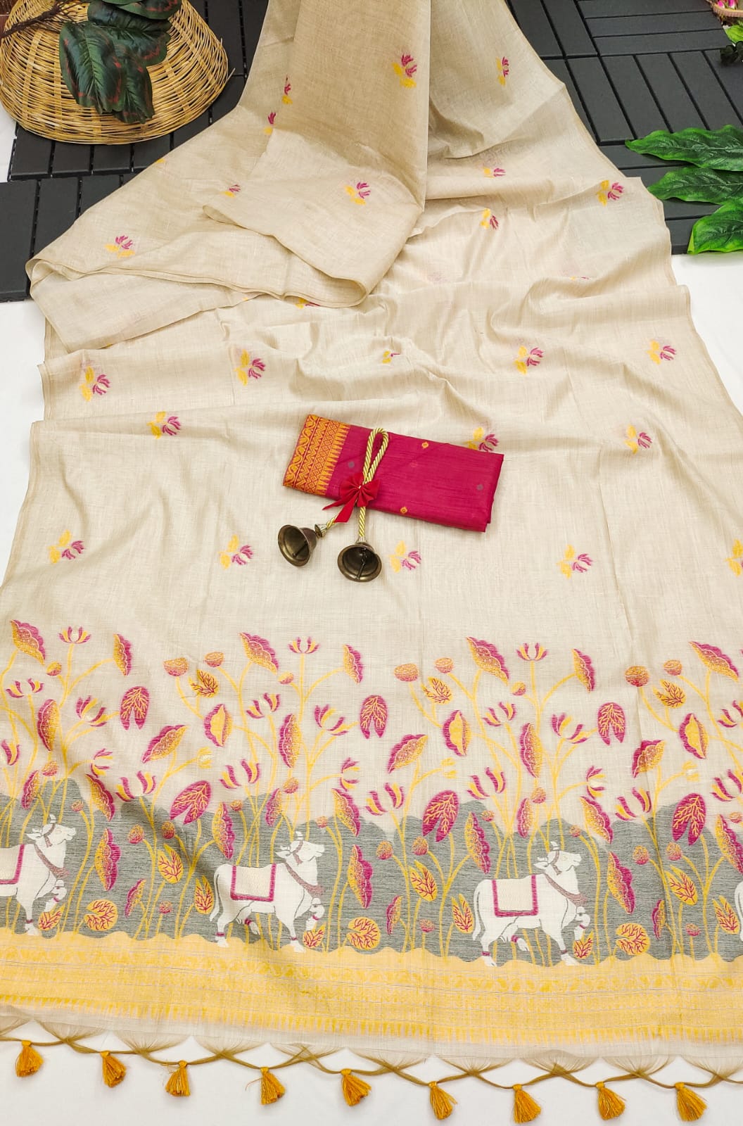 Cow-Khaadi Cotton Silk Weaving Saree