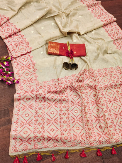 Jamdani-Khaadi Cotton Silk Weaving Saree