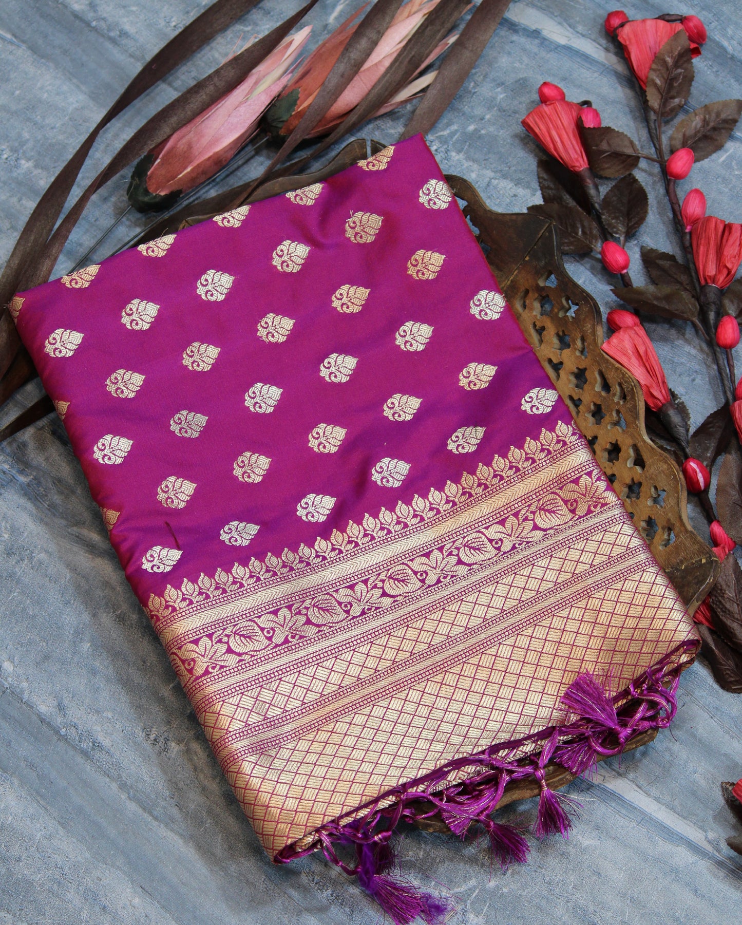 Soft Banarasi Katan Silk Saree with Pure Zari Weaves.