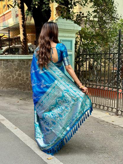 Banarasi Mashru Silk Jaal Weaving Saree