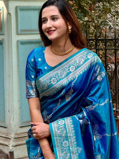 Banarasi Mashru Silk Jaal Weaving Saree