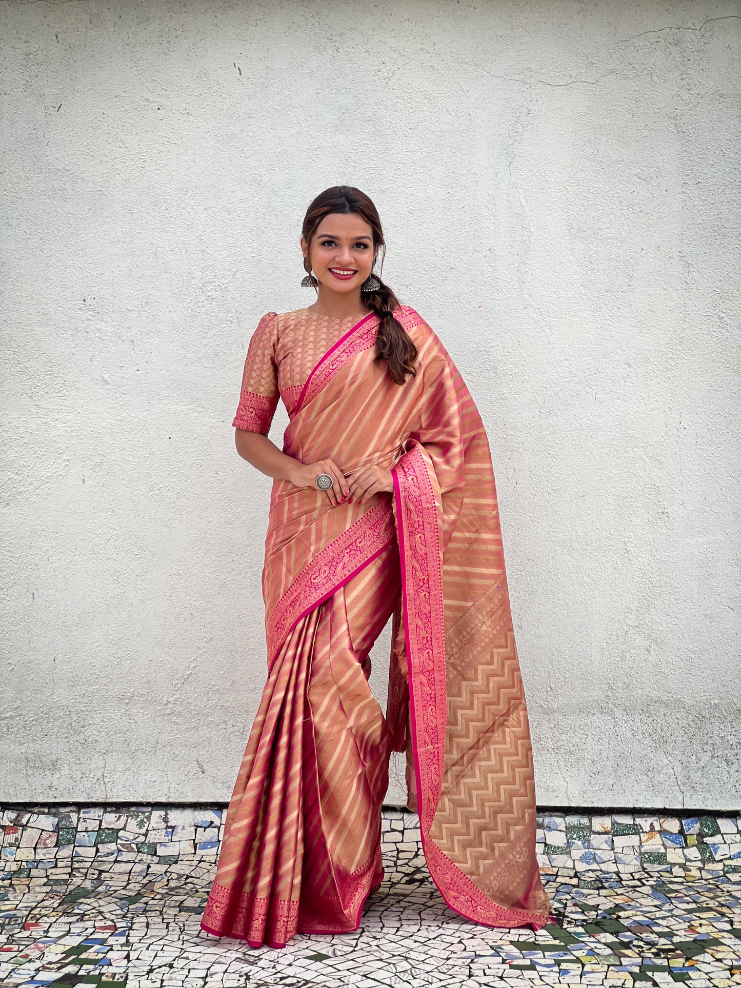 Banarasi Silk Lehariya Weaving Saree