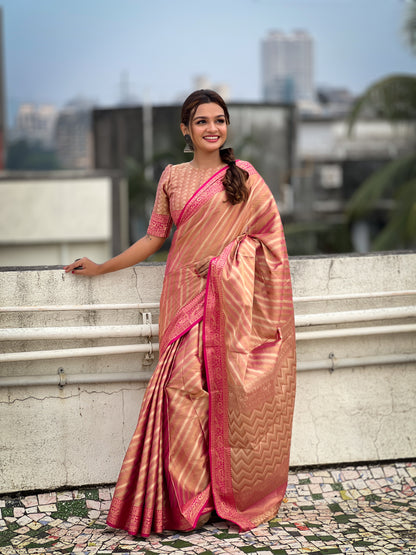 Banarasi Silk Lehariya Weaving Saree