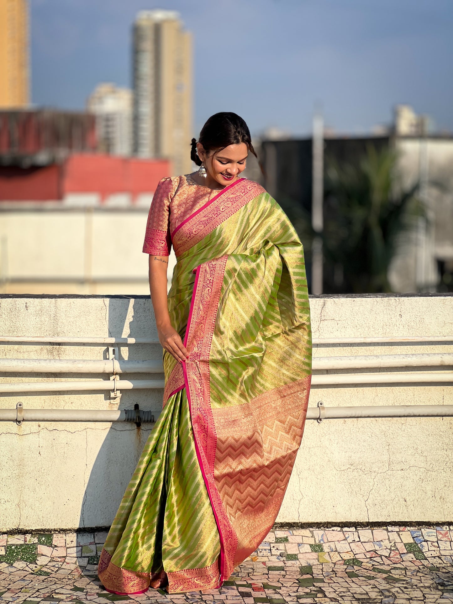 Banarasi Silk Lehariya Weaving Saree