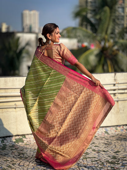 Banarasi Silk Lehariya Weaving Saree