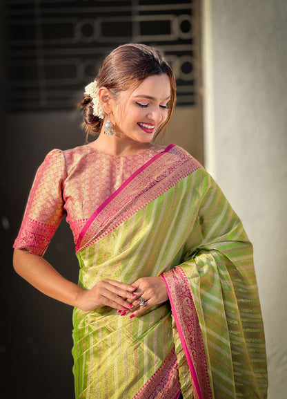 Banarasi Silk Lehariya Weaving Saree