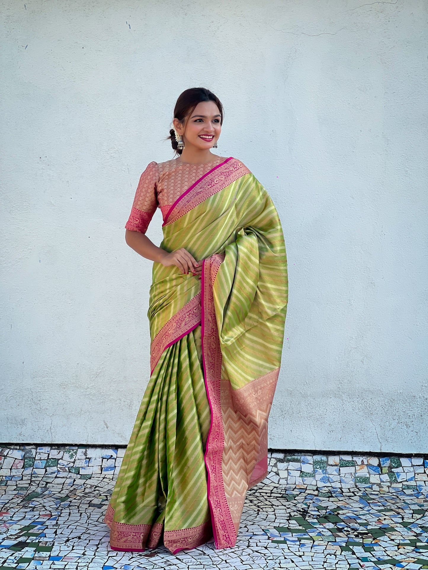 Banarasi Silk Lehariya Weaving Saree