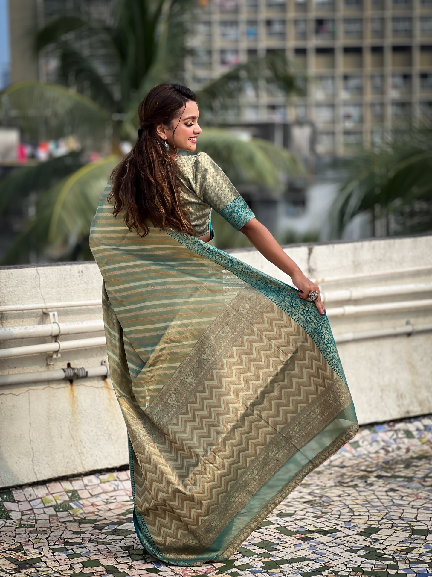 Banarasi Silk Lehariya Weaving Saree