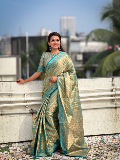 Banarasi Silk Lehariya Weaving Saree