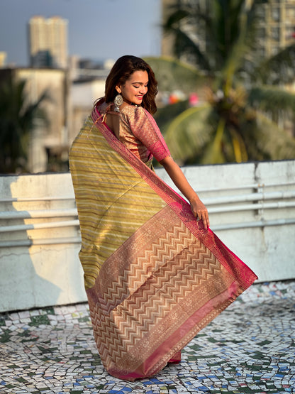 Banarasi Silk Lehariya Weaving Saree