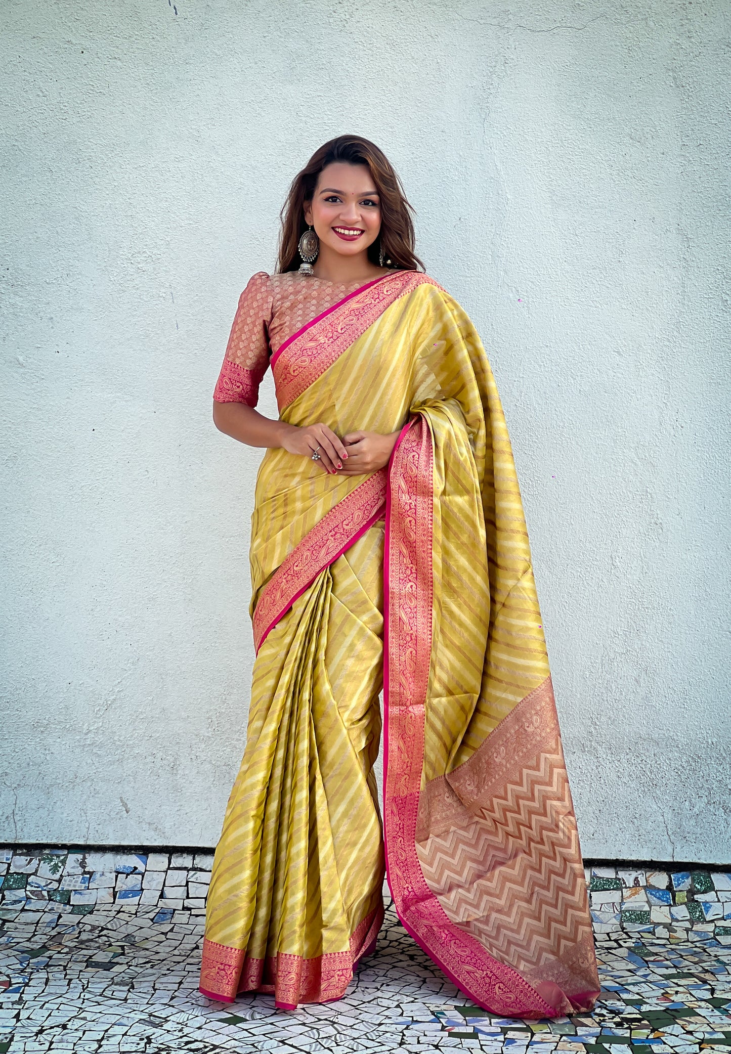 Banarasi Silk Lehariya Weaving Saree