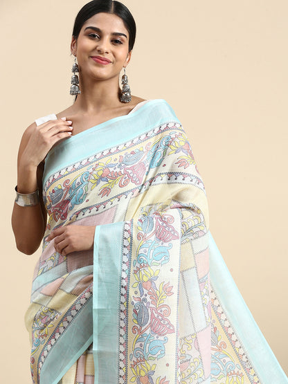 MANISHA PURE LINEN SILK SAREE