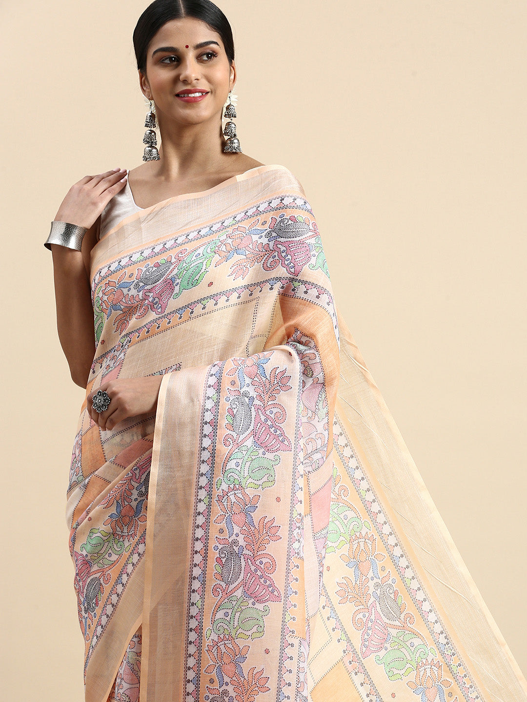 MANISHA PURE LINEN SILK SAREE