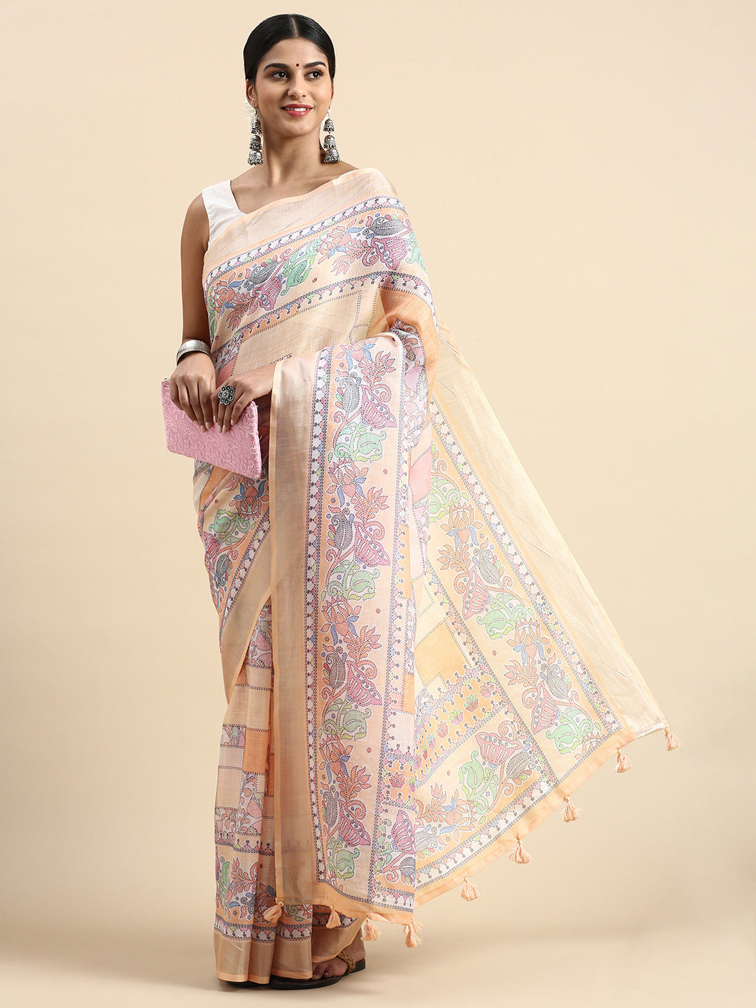 MANISHA PURE LINEN SILK SAREE