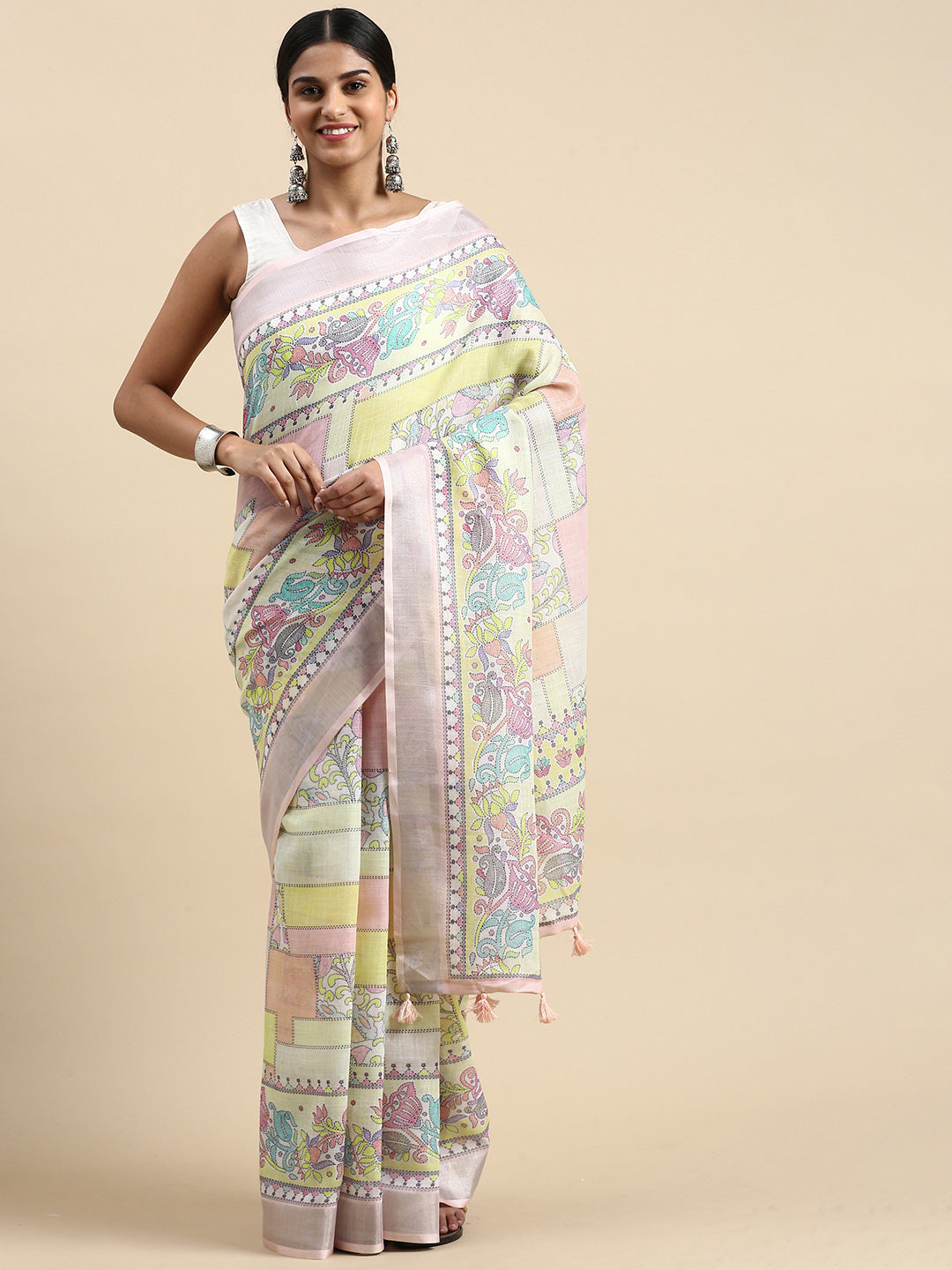 MANISHA PURE LINEN SILK SAREE