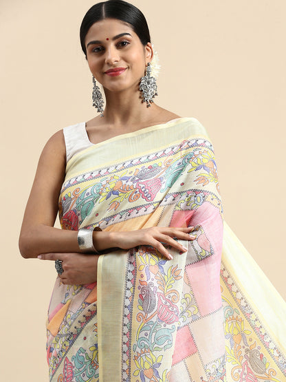 MANISHA PURE LINEN SILK SAREE