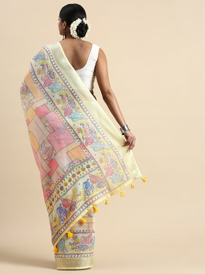 MANISHA PURE LINEN SILK SAREE