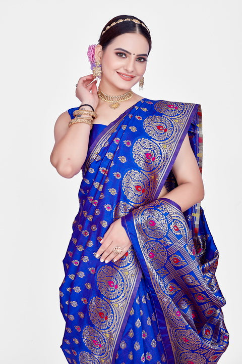 Banarasi Soft Silk Saree with Un-Stitch Weaving Blouse