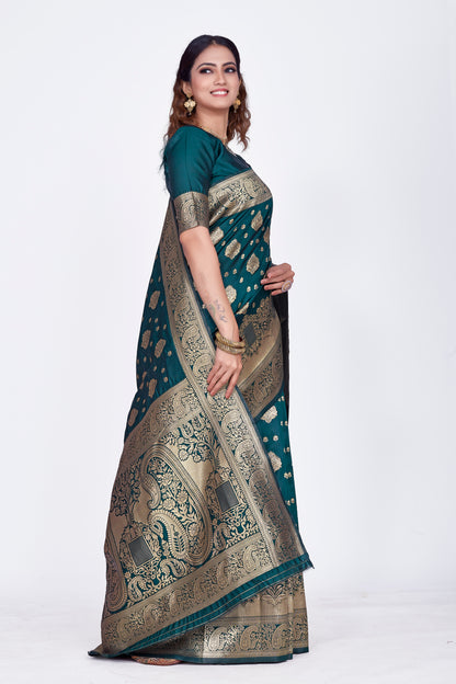 Banarasi Silk Zari Weaving Saree with Unstiched Weaving Blouse.