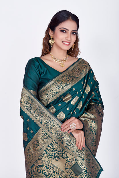 Banarasi Silk Zari Weaving Saree with Unstiched Weaving Blouse.