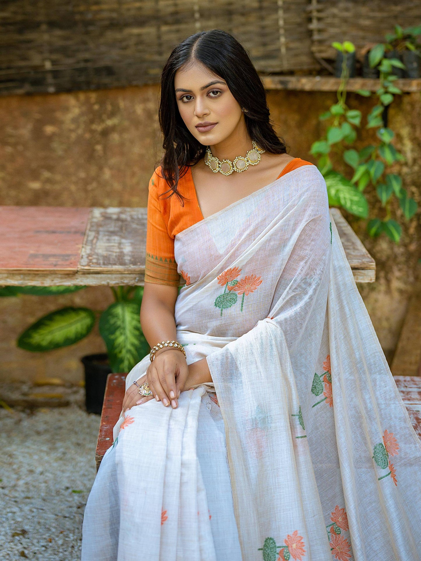 Pichwai-Khaadi Cotton Silk Weaving Saree