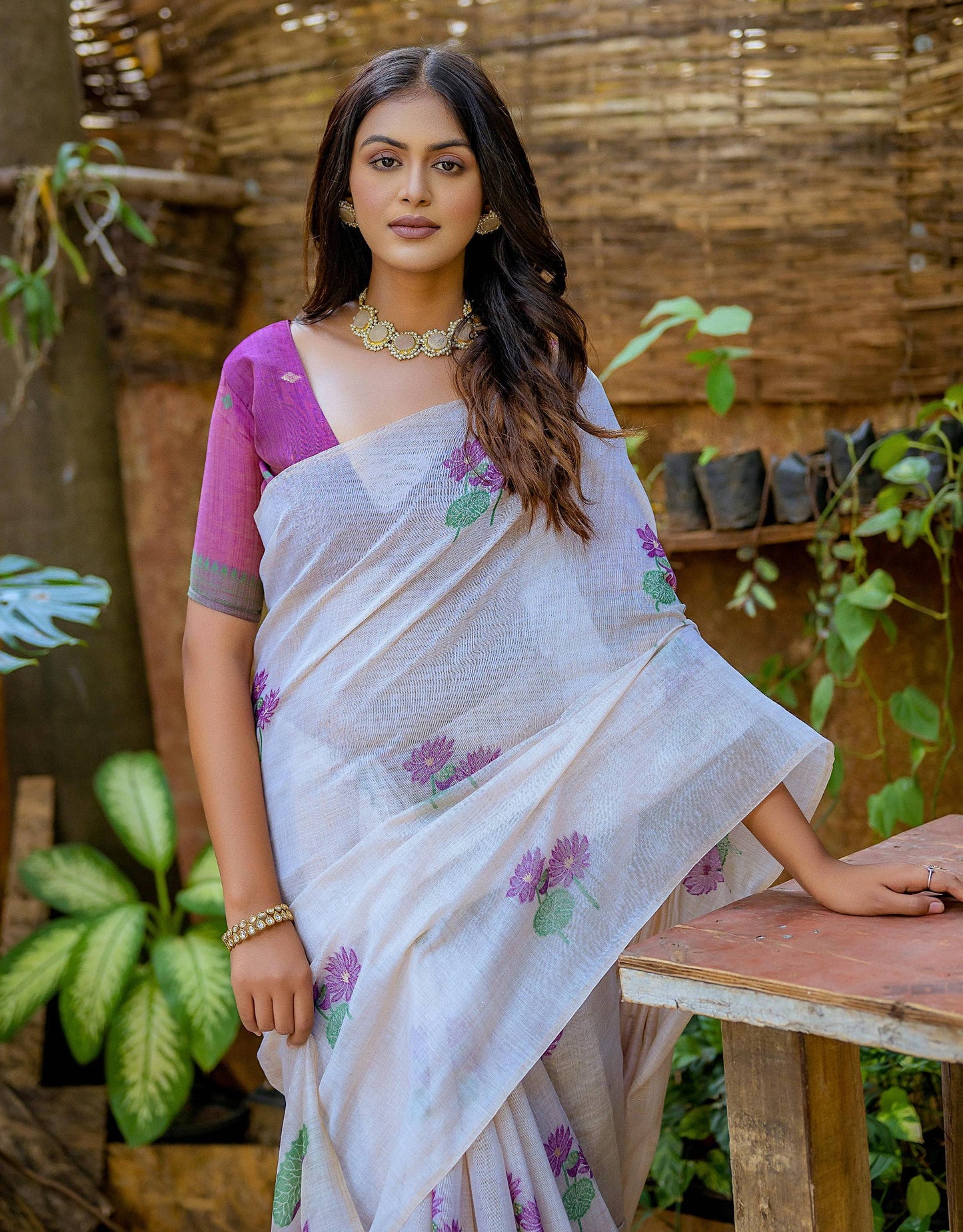 Pichwai-Khaadi Cotton Silk Weaving Saree