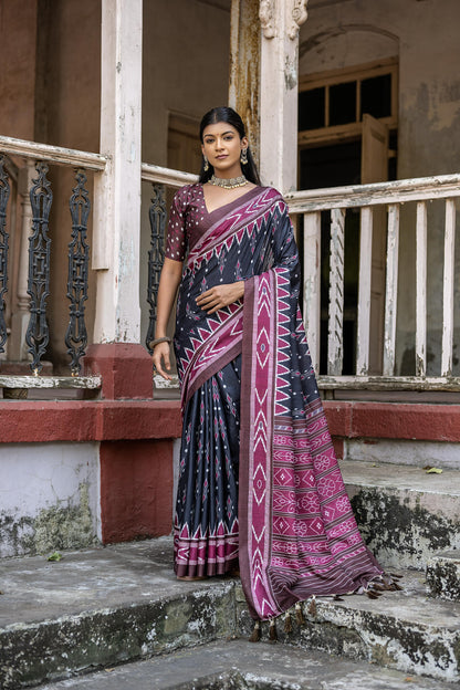 Soft Silk Patola Saree with Temple Border.