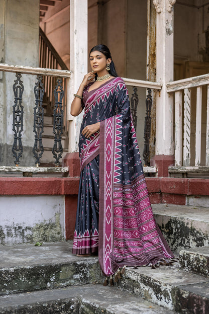 Soft Silk Patola Saree with Temple Border.