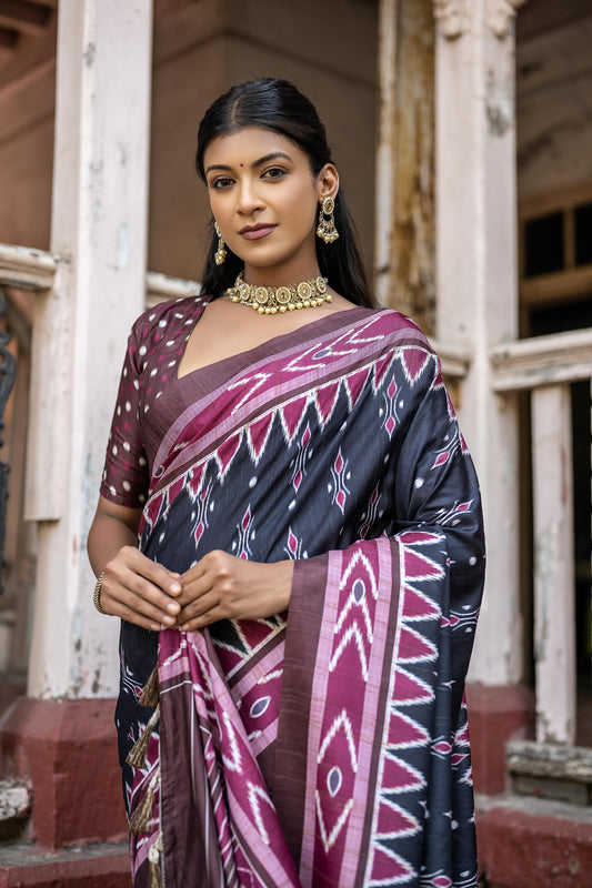 Soft Silk Patola Saree with Temple Border.