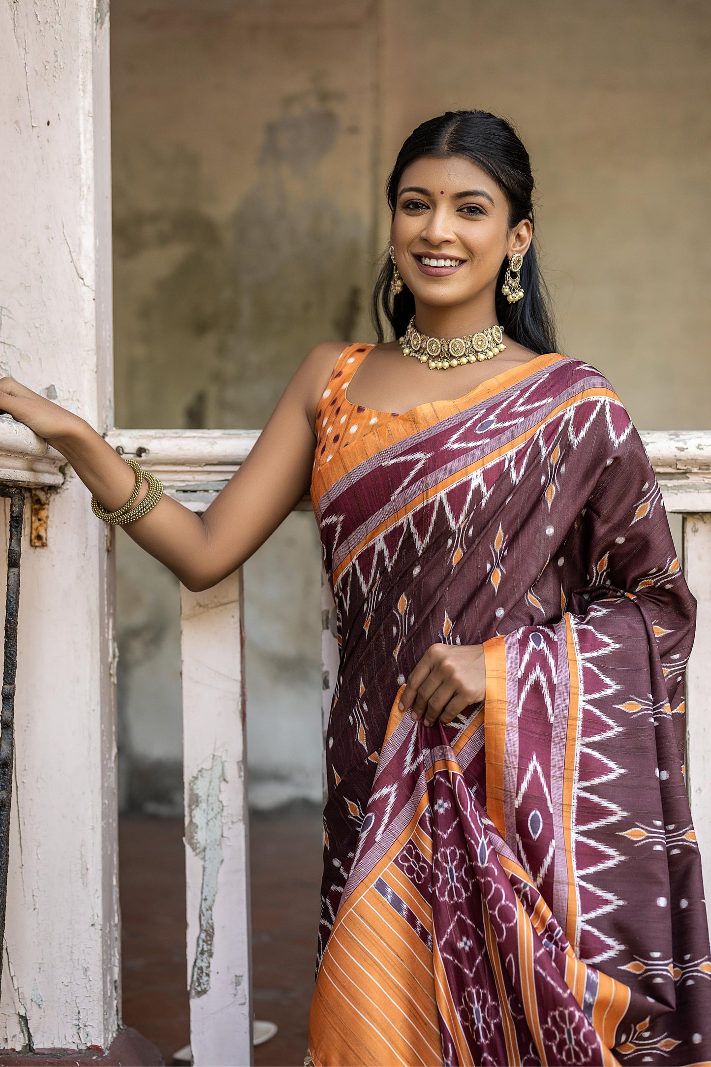 Soft Silk Patola Saree with Temple Border.