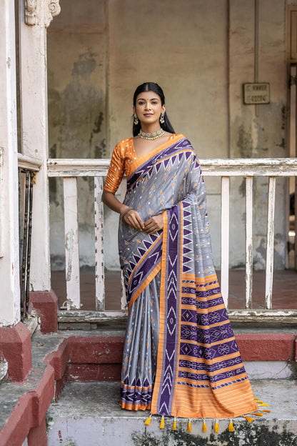 Soft Silk Patola Saree with Temple Border.