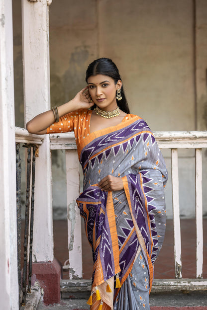 Soft Silk Patola Saree with Temple Border.