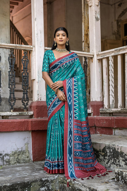 Soft Silk Patola Saree with Temple Border.