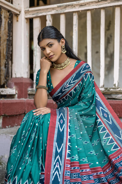 Soft Silk Patola Saree with Temple Border.