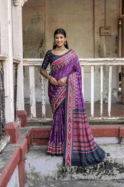 Soft Silk Patola Saree with Temple Border.