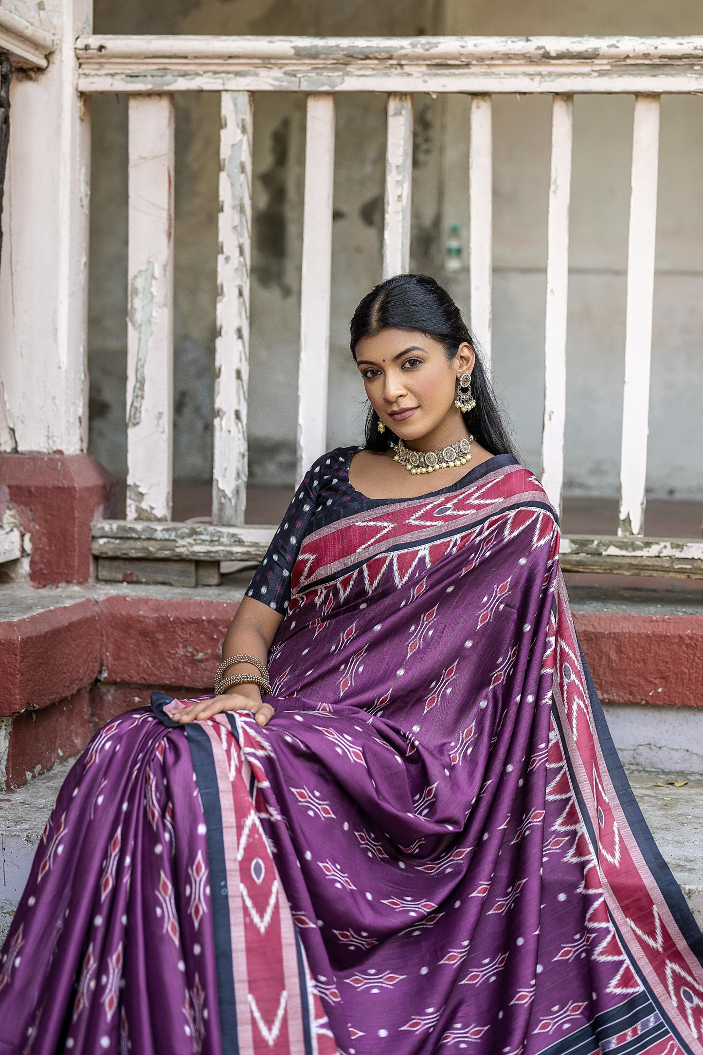 Soft Silk Patola Saree with Temple Border.