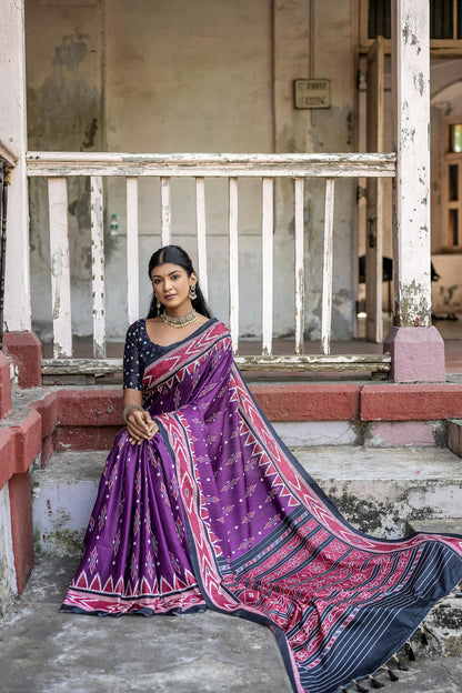 Soft Silk Patola Saree with Temple Border.