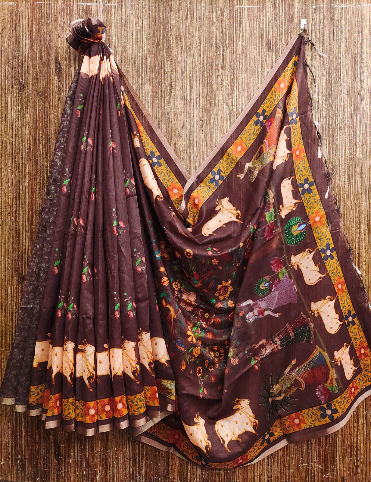 Cotton Linen Silk Kalamkari Saree