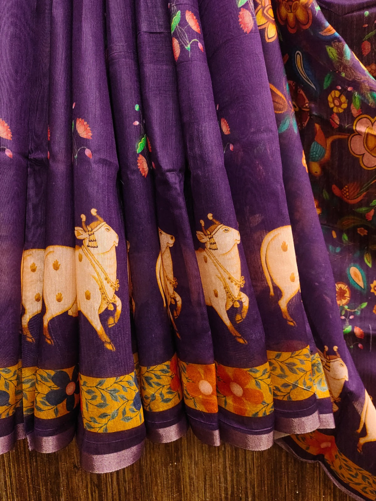 Cotton Linen Silk Kalamkari Saree