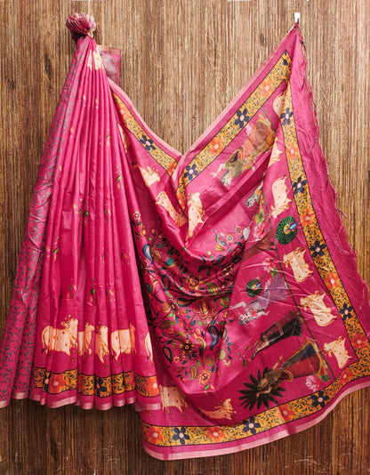 Cotton Linen Silk Kalamkari Saree